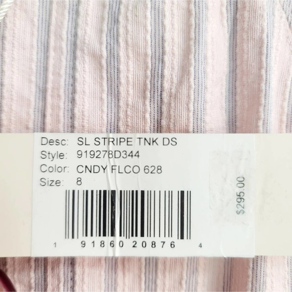 REBECCA TAYLOR NWT PINK MULTICOLOR STRIPE TANK RUFFLE DRESS Sz: 8 - Picture 5 of 16